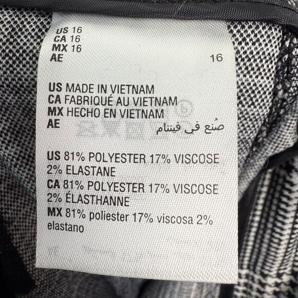 Bar III Nordstrom Pants Womens 16 Black White Houndstooth Straight Leg High Rise - Picture 6 of 9